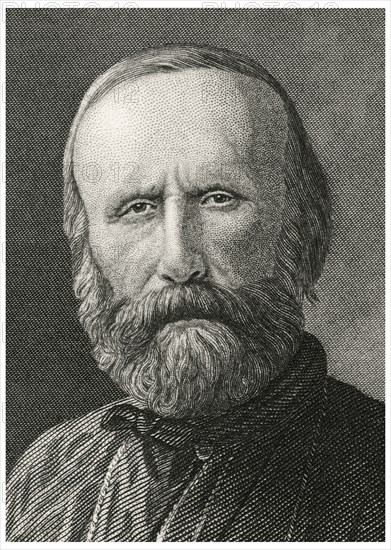 Giuseppe Garibaldi (1807-82), Italian General, Contributed to the Achievement of Italian Unification, Head and Shoulders Portrait, Steel Engraving, Portrait Gallery of Eminent Men and Women of Europe and America by Evert A. Duyckinck, Published by Henry J. Johnson, Johnson, Wilson & Company, New York, 1873