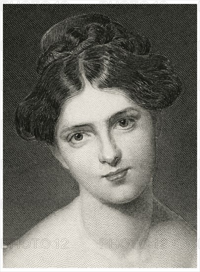 Frances Anne "Fanny" Kemble (1809-93), British Actress, Head and Shoulders Portrait, Steel Engraving, Portrait Gallery of Eminent Men and Women of Europe and America by Evert A. Duyckinck, Published by Henry J. Johnson, Johnson, Wilson & Company, New York, 1873