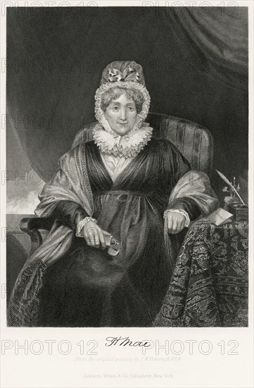 Hannah More (1745-1833), English Religious Writer, Seated Portrait, Steel Engraving, Portrait Gallery of Eminent Men and Women of Europe and America by Evert A. Duyckinck, Published by Henry J. Johnson, Johnson, Wilson & Company, New York, 1873