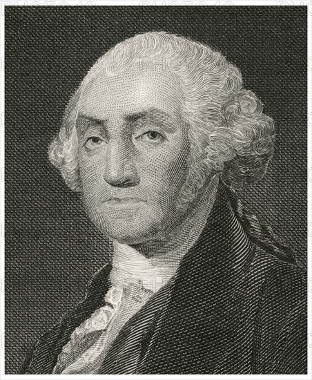 George Washington (1732-99), First President of the United States, Head and Shoulders Portrait, Steel Engraving, Portrait Gallery of Eminent Men and Women of Europe and America by Evert A. Duyckinck, Published by Henry J. Johnson, Johnson, Wilson & Company, New York, 1873