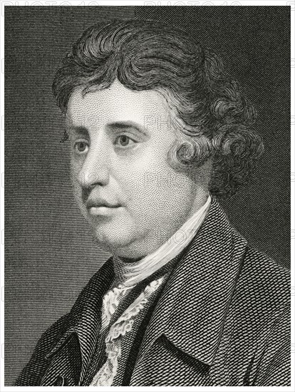 Edmund Burke (1729-97), British statesman, Parliamentary Orator, and Political Thinker, Head and Shoulders Portrait, Steel Engraving, Portrait Gallery of Eminent Men and Women of Europe and America by Evert A. Duyckinck, Published by Henry J. Johnson, Johnson, Wilson & Company, New York, 1873