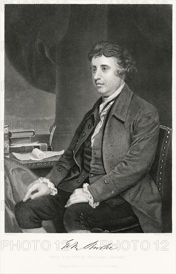 Edmund Burke (1729-97), British statesman, Parliamentary Orator, and Political Thinker, Seated Portrait, Steel Engraving, Portrait Gallery of Eminent Men and Women of Europe and America by Evert A. Duyckinck, Published by Henry J. Johnson, Johnson, Wilson & Company, New York, 1873