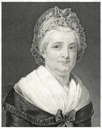 Martha Washington (1731-1802), Wife of George Washington, First President of the United States, Head and Shoulders Portrait, Steel Engraving, Portrait Gallery of Eminent Men and Women of Europe and America by Evert A. Duyckinck, Published by Henry J. Johnson, Johnson, Wilson & Company, New York, 1873