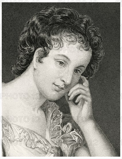 Maria Edgeworth (1768-1849), Anglo-Irish Writer known for her Children's Literature, Head and Shoulders Portrait, Steel Engraving, Portrait Gallery of Eminent Men and Women of Europe and America by Evert A. Duyckinck, Published by Henry J. Johnson, Johnson, Wilson & Company, New York, 1873