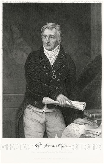 Henry Grattan (1746-1820), Irish Leader of the Patriot Movement that won Legislative Independence for Ireland in 1782, Three-Quarter Length Portrait, Steel Engraving, Portrait Gallery of Eminent Men and Women of Europe and America by Evert A. Duyckinck, Published by Henry J. Johnson, Johnson, Wilson & Company, New York, 1873