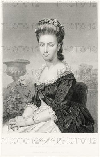 Sarah Van Brugh Livingston Jay (1756-1802), Wife of Founding Father John Jay, Seated Portrait, Steel Engraving, Portrait Gallery of Eminent Men and Women of Europe and America by Evert A. Duyckinck, Published by Henry J. Johnson, Johnson, Wilson & Company, New York, 1873
