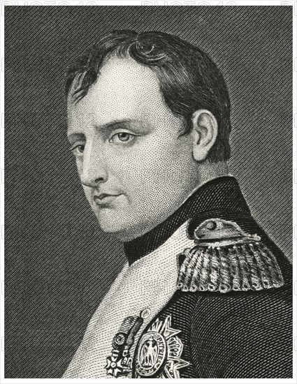 Napoleon Bonaparte (1769-1821), Emperor of France as Napoleon I 1804-14 and briefly in 1815, Head and Shoulders Portrait, Steel Engraving, Portrait Gallery of Eminent Men and Women of Europe and America by Evert A. Duyckinck, Published by Henry J. Johnson, Johnson, Wilson & Company, New York, 1873