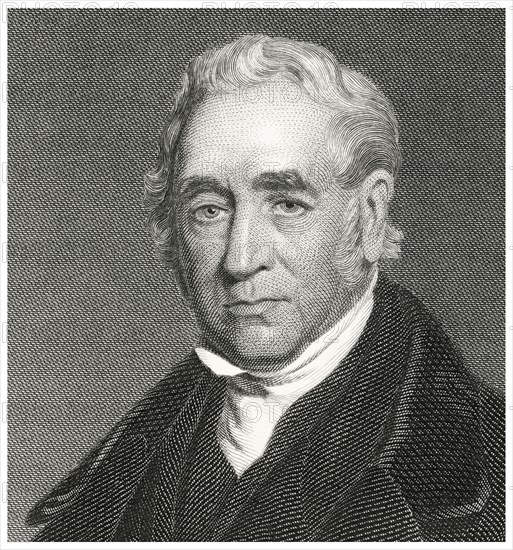 George Stephenson (1781-1848), English Engineer and Principal Inventor of the Railroad Locomotive, Head and Shoulders Portrait, Steel Engraving, Portrait Gallery of Eminent Men and Women of Europe and America by Evert A. Duyckinck, Published by Henry J. Johnson, Johnson, Wilson & Company, New York, 1873