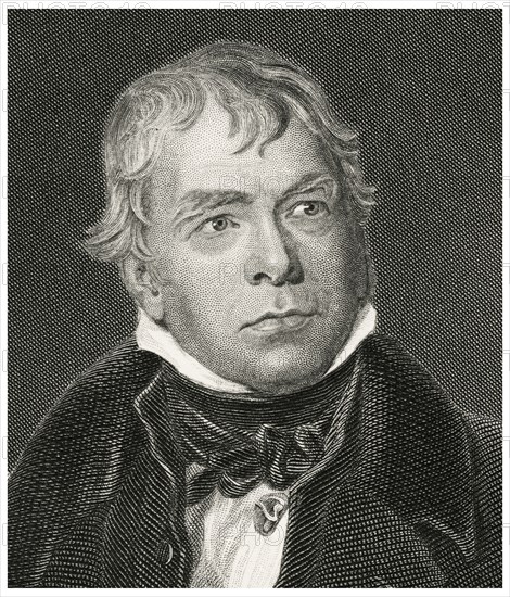 Sir Walter Scott (1771-1832), 1st Baronet, Scottish Novelist, Poet, Historian and Biographer, Head and Shoulders Portrait, Steel Engraving, Portrait Gallery of Eminent Men and Women of Europe and America by Evert A. Duyckinck, Published by Henry J. Johnson, Johnson, Wilson & Company, New York, 1873