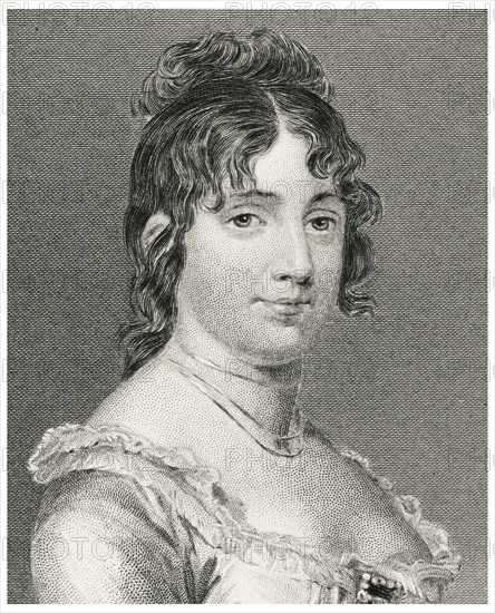 Dolley Todd Madison (1768-1849), Wife of 4th U.S. President James Madison, Head and Shoulders Portrait, Steel Engraving, Portrait Gallery of Eminent Men and Women of Europe and America by Evert A. Duyckinck, Published by Henry J. Johnson, Johnson, Wilson & Company, New York, 1873