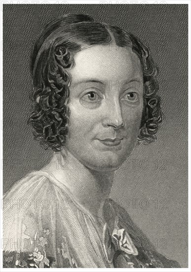 Lydia Huntley Sigourney (1791-1865), American Poet, Head and Shoulders Portrait, Steel Engraving, Portrait Gallery of Eminent Men and Women of Europe and America by Evert A. Duyckinck, Published by Henry J. Johnson, Johnson, Wilson & Company, New York, 1873