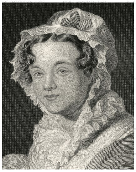 Mary Russell Mitford (1787-1855), English Poet and Dramatist, Head and Shoulders Portrait, Steel Engraving, Portrait Gallery of Eminent Men and Women of Europe and America by Evert A. Duyckinck, Published by Henry J. Johnson, Johnson, Wilson & Company, New York, 1873
