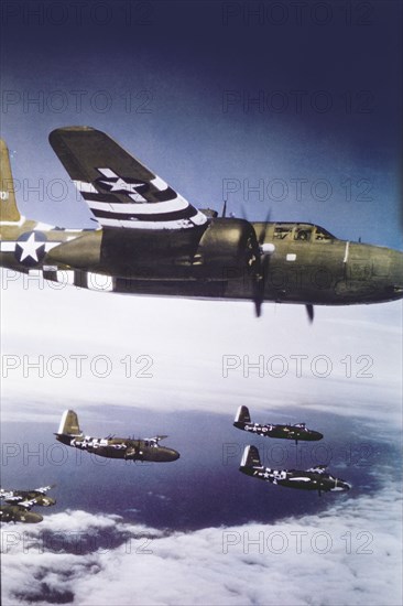 U.S. Army Air Force Fighter Planes during the Invasion of Normandy, France, June 1944