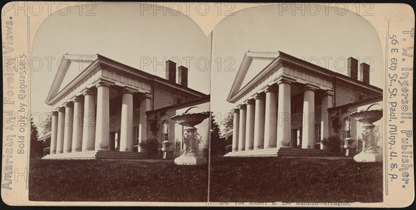 Robert E. Lee Mansion, Arlington, Virginia, USA, Stereo Card, American and Foreign Views, T.W. Ingersoll, Publishers, 1898