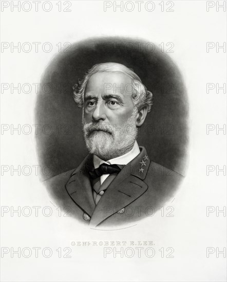 Robert E. Lee (1807-70), American and Confederate Soldier, Commander of Confederate States Army during American Civil War 1862-65, Head and Shoulders Portrait, Published by Bradley & Company, 1870