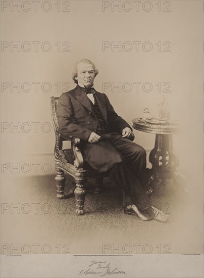 Andrew Johnson (1808-75), 17th President of the United States, Full-Length Seated Portrait, Photograph by Alexander Gardner, 1866