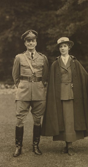 Theodore Roosevelt, Jr., and his wife Eleanor Butler Roosevelt, Full-Length Portrait wearing YMCA Uniform she designed during World War I, Photograph by Walter Scott Shinn, 1936