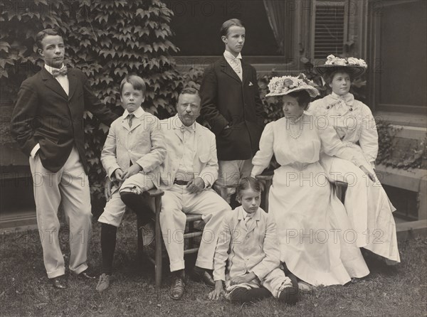 U.S. President Theodore Roosevelt and Wife Edith Surrounded by their Children, Full-length Portrait, Photograph by Pach Bros., 1907