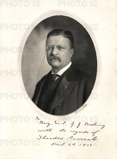 Theodore Roosevelt (1858-1919), 26th President of the United States 1901-09, Head and Shoulders Portrait, Photograph by George Prince, 1904