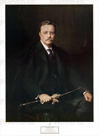 Theodore Roosevelt 26th President of the United States, Painted at the White House October 1908; Courtesy of the New York state Theodore Roosevelt memorial committee of the American Museum of Natural History, New York City
