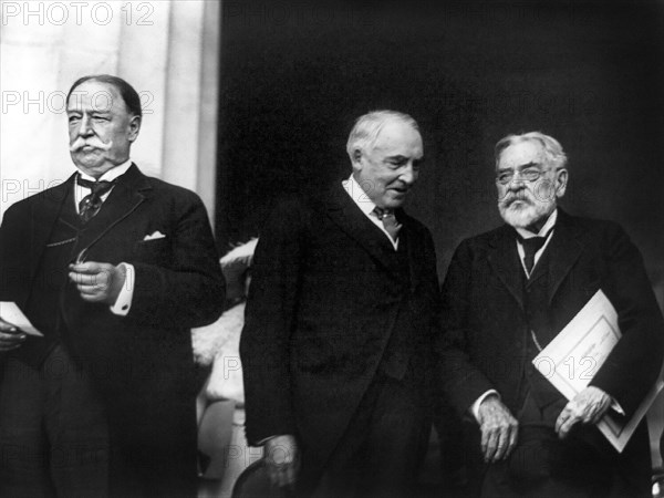 Chief Justice William Howard Taft, U.S. President Warren G. Harding and Robert Todd Lincoln during the Dedication of Lincoln Memorial, Washington, D.C., USA, Photograph by National Photo Company, May 30, 1922