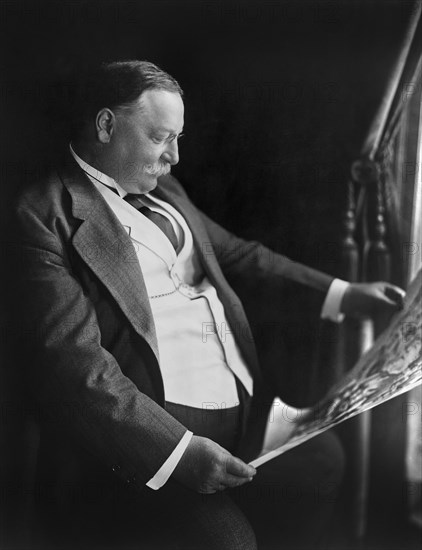 William Howard Taft (1857-1930), 27th President of the United States 1909-1913, 10th Chief Justice of the United States 1921-1930, Three-Quarter Length Seated Portrait, Photograph by Bachrach-Washington DC, 1911