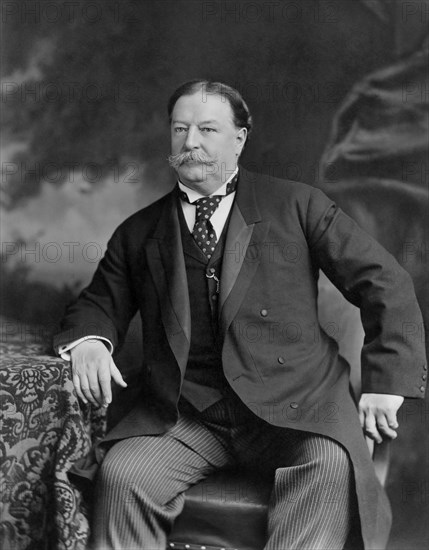 William Howard Taft (1857-1930), 27th President of the United States 1909-1913, 10th Chief Justice of the United States 1921-1930, Three-Quarter Length Seated Portrait while U.S. Secretary of War, Photograph by George Prince, 1907
