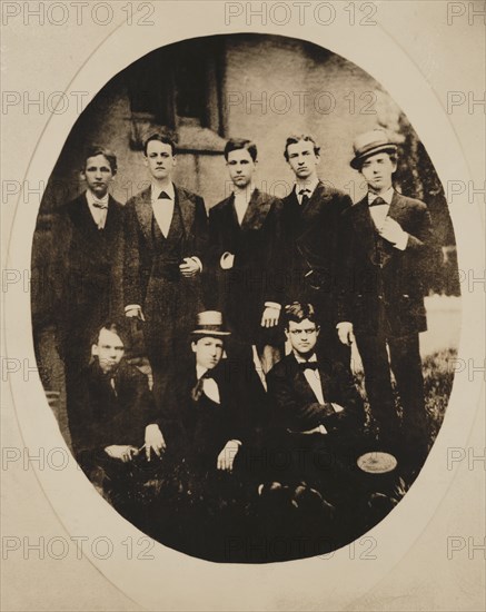 William Howard Taft (seated center) and Classmates , Full-Length Group Portrait, Woodward High School, Cincinnati, Ohio, USA, early 1870's