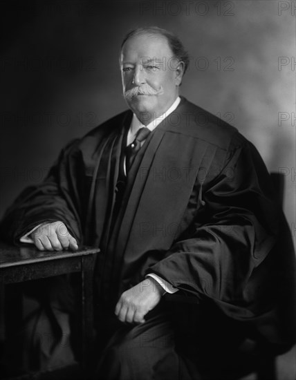 William Howard Taft (1857-1930), 27th President of the United States 1909-1913, 10th Chief Justice of the United States 1921-1930, Three-Quarter Length Seated Portrait as Chief Justice, Photograph by Harris & Ewing, 1920's
