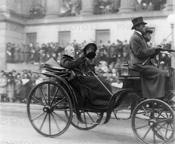 Former U.S President Woodrow Wilson and his Wife Edith Bolling Wilson Riding in Horse-drawn Carriage to Burial of Unknown Soldier, Armistice Day, Photograph by Herbert E. French, National Photo Company, November 11, 1921
