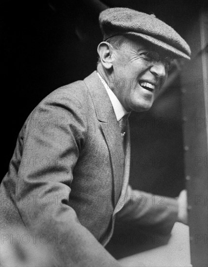 U.S. President Woodrow Wilson wearing Flat Cap, Half-Length Portrait, 1916