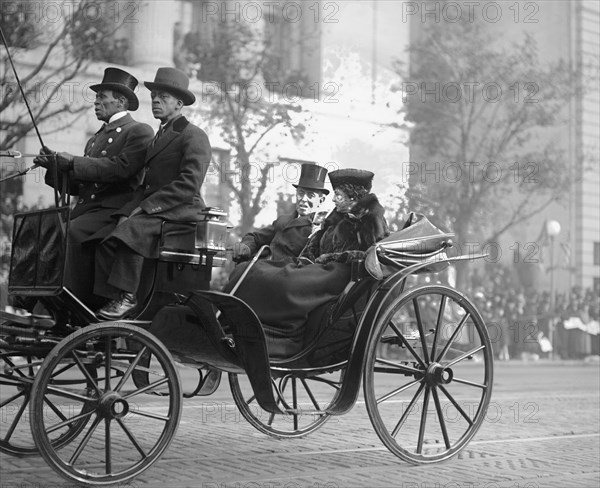 Former U.S President Woodrow Wilson and his Wife Edith Bolling Wilson Riding in Horse-drawn Carriage to Burial of Unknown Soldier, Armistice Day, Photograph by National Photo Company, November 11, 1921