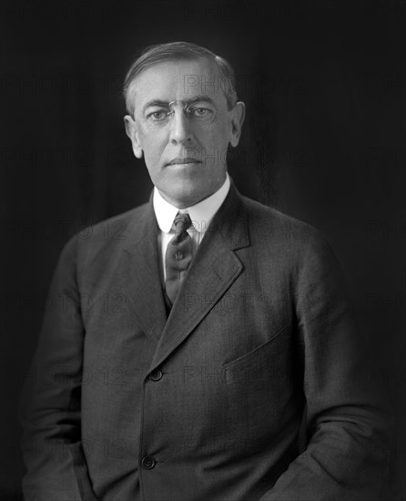 Woodrow Wilson (1856-1924) 28th President of the United States 1913-1921, Half-Length Portrait, Photograph by Harris & Ewing, 1913-1917