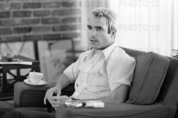 Interview with Lt. Commander John S. McCain, Vietnam POW, photograph by Thomas J. O'Halloran, April 1973