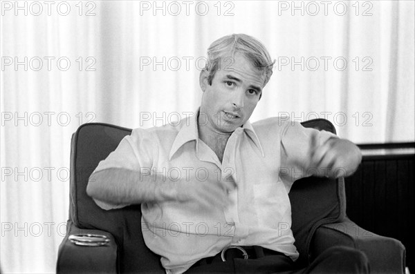 Interview with Lt. Commander John S. McCain, Vietnam POW, photograph by Thomas J. O'Halloran, April 1973