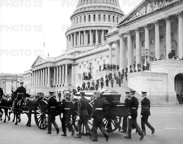 Former U.S. President Herbert Hoover's Casket, U.S. Capitol Building, Washington, D.C., USA, photograph by Thomas J. O'Halloran, October 23, 1964