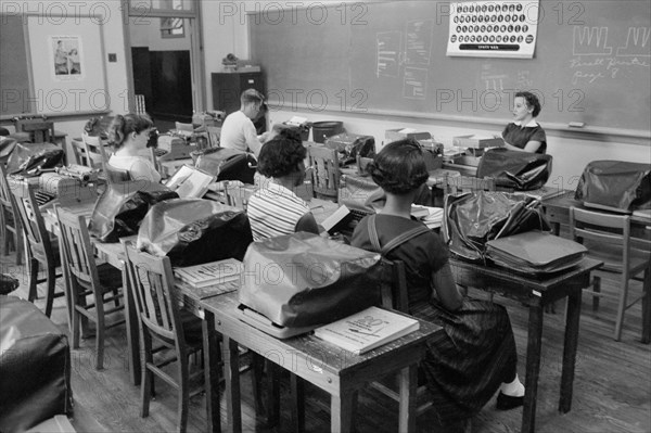 Integrated Classroom showing Empty Seats during Period of Violence Related to School Integration, Clinton, Tennessee, USA, photograph by Thomas J. O'Halloran, September 1956