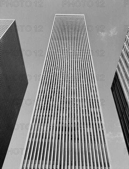 Exxon Building, Low Angle View, 1251 Avenue of the Americas, New York City, New York, USA, photograph by Thomas J. O'Halloran, February 1974