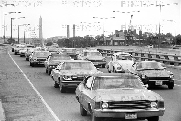 Highway Traffic during Bus Strike, Washington, D.C., USA, photograph by Thomas J. O'Halloran, May 1974
