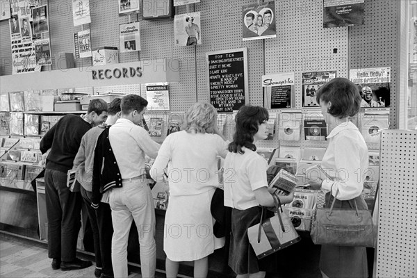 Teenagers Shopping at Record Store, photograph by Warren K. Leffler, October 1964