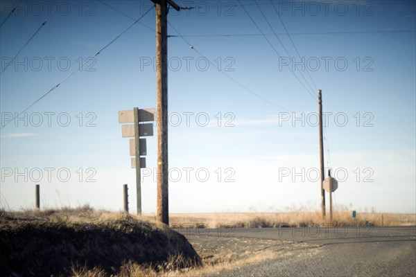 Rural Gravel Road and Intersection with Posted Signs