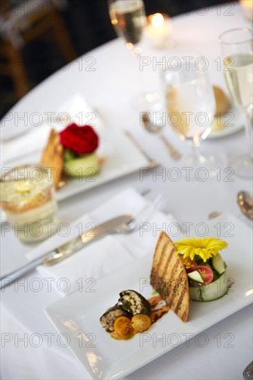 Wedding Reception Appetizers on White Table