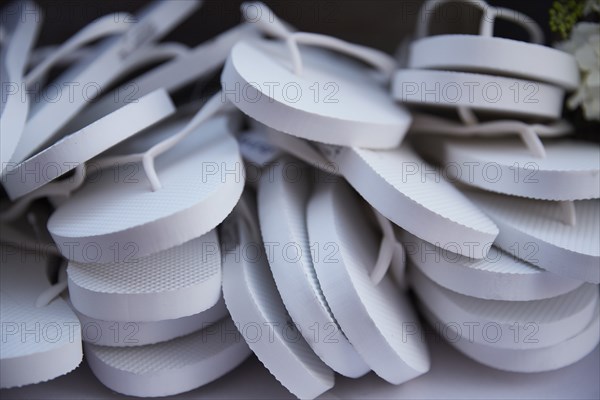 Stack of White Flip Flops