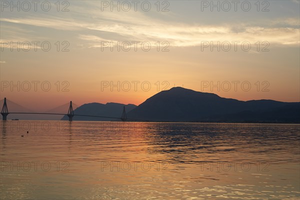 Rio–Antirrio Bridge at Sunset, Patras, Greece