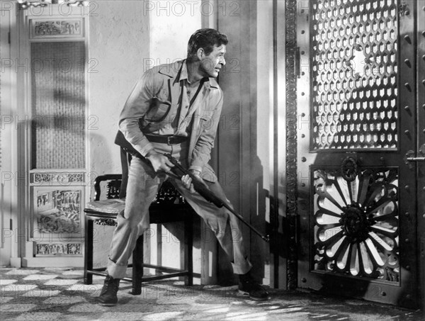 David Farrar, on-set of the Film, "Escape to Burma", RKO Radio Pictures, 1958