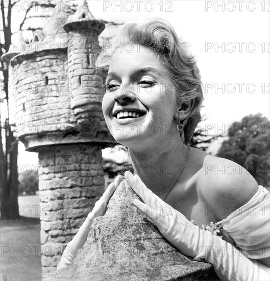 Shirley Eaton, on-set of the Film, "Three Men in a Boat", Romulus Films, 1956