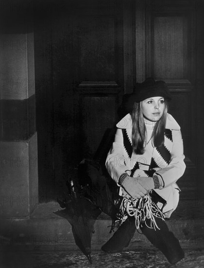 Britt Ekland, on-set of the Film, "Baxter!", National General Pictures, 1973