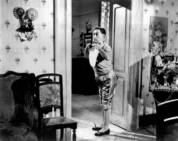 Toto, on-set of the Italian Film, "The Gold of Naples", aka "L'oro di Napoli",  Ponti-De Laurentiis Cinematografica, Paramount Pictures, 1954