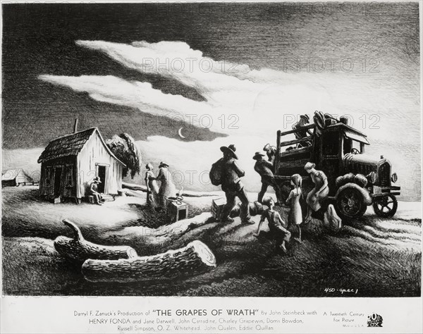 Publicity Poster for the Film, "The Grapes of Wrath", Illustration by Thomas Hart Benton, 20th Century-Fox, 1940