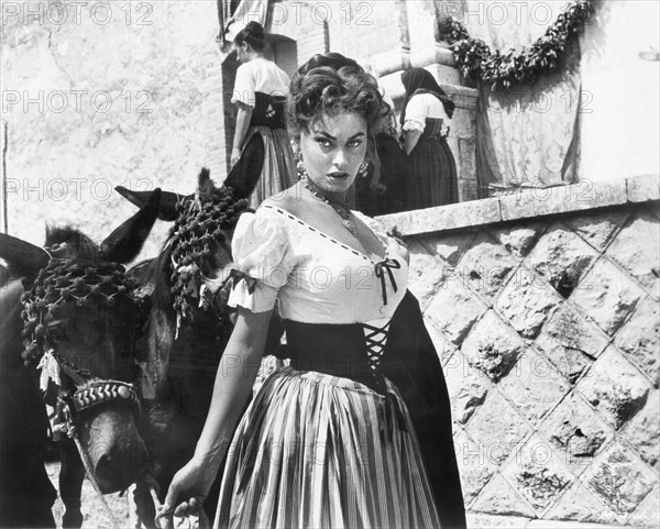 Sophia Loren, on-set of the Film, "The Miller's Beautiful Wife" (Italian: La Bella Mugnaia), Ponti-De Laurentiis Cinematografica, Titanus, 1955
